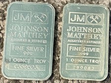 2x Johnson Matthey 1oz .999