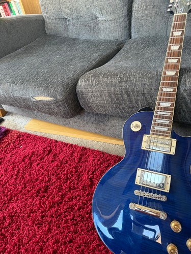 Sapphire blue electric guitar