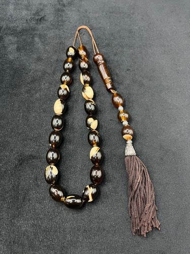 Black zebra amber komboloi - black,