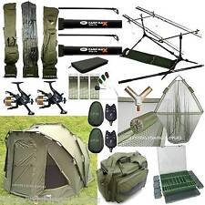 Complete Full Carp Fishing set up 2 man Bivvy 2 Rods Reels Bag Alarm Holdall Net