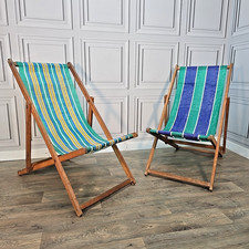 Pair Vintage Deck Chairs -
