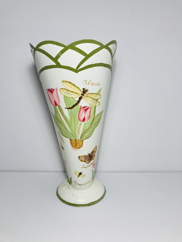 Tin vase hand - painted, bees