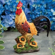 Motion Sensor Cock-A-Doodle-Doo Country Farm Rooster Garden Sculpture