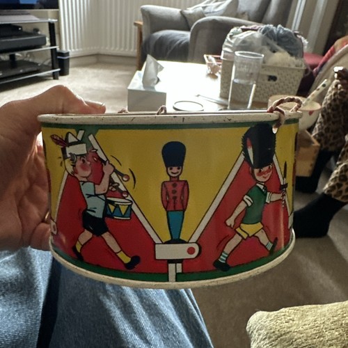 Vintage metal toy drum - metal,
