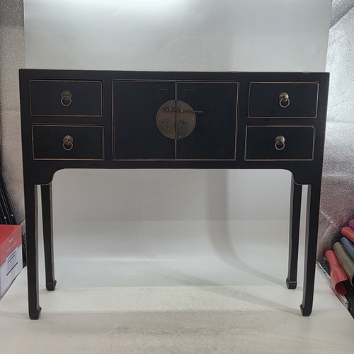 Chinese black lacquer console - lacquer,