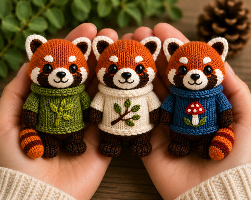 Red panda knitting pattern - panda,
