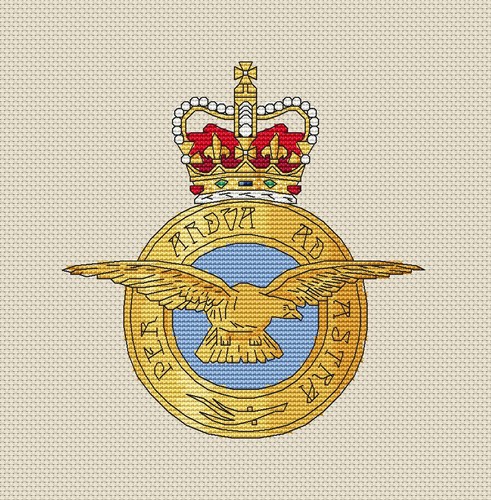 Raf badge cross stitch design - badge,