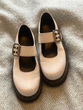 Dr Martens Mary Jane Junky White Platform Shoes Size 4
