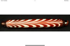 Antique 19thC "Nailsea" Red & Clear Combed Glass, Salt Filled Rolling Pin, 37cm