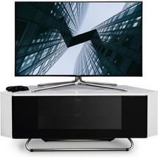 Homeology Hampshire Gloss White BeamThru 26"-50" LED TV Corner Cabinet