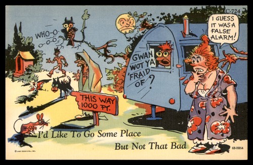 Postcard cartoon spook show - cartoon,