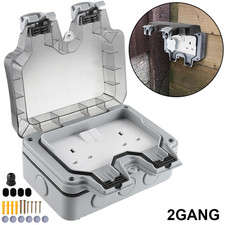 Double Outdoor Socket Waterproof Socket Wall Plug Socket Box with 2 Switchs
