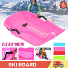 Heavy Duty Snow Sledge Kids Toboggan with Rope & Side Brakes - 4 Colours UK