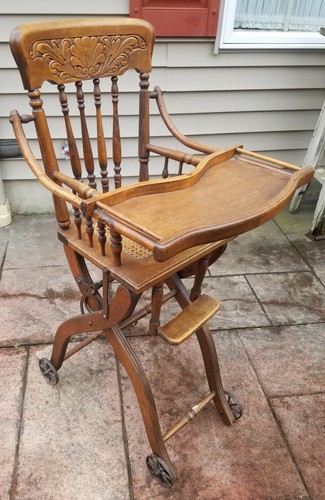 Antique folding high chair - ,