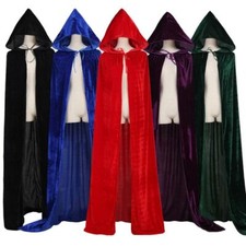 Halloween Adult Kids Hooded Robe Cloak Cape Velvet Party Vampire Cosplay Costume