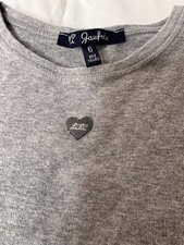 Lili Gaufrette Girls Gray Heart Logo Long Sleeve Tee Sz 6 -French Fashion Brand
