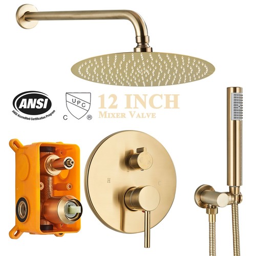 Brushed gold concealed shower - gold,
