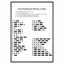 Morse Code Alphabet Chart Wall Poster Print International Morse Code Education