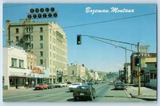 c1950's Boseman Montana View East Main Street Classic Car Business Area Postcard