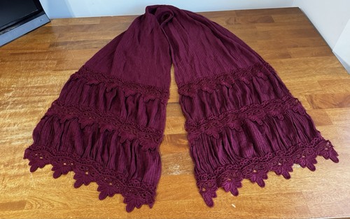 Women burgundy red scarf - red,