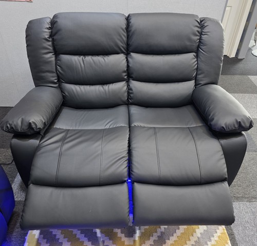 Roma black leather seater - black,