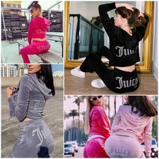 Women Y2K Juicy Logo Couture Tracksuit 2-piece Set Sport Suit Velvet Jogging