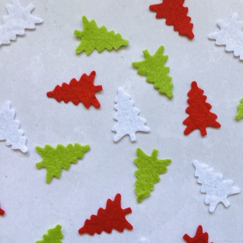 Small felt trees - small, cut