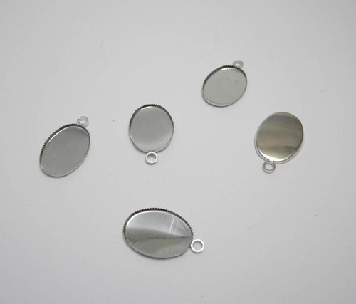 Silver plated oval pendant - oval,