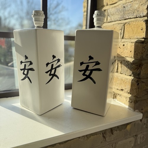 Two japanese hand made lamps - two,