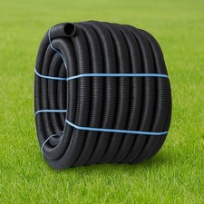 60mm Perforated Land Drainage 10m 25m 50m Pipe Coil Black Flexible FREE DELIVERY
