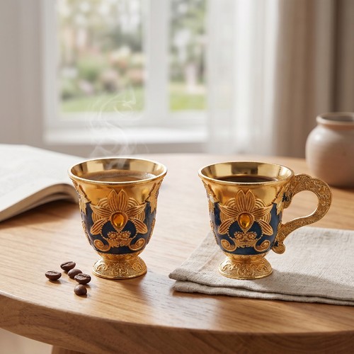 Vintage wine cups gold - vintage,