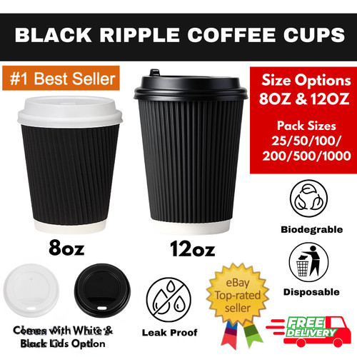Black ripple paper coffee - black,