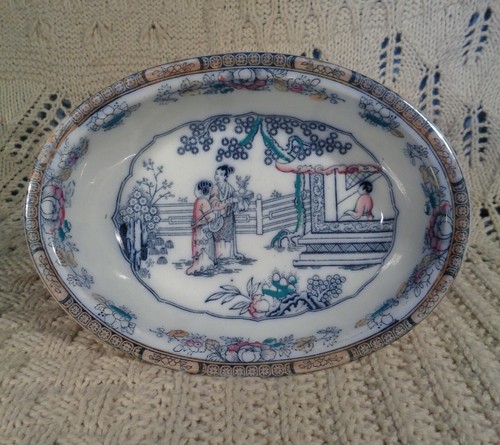 Antique oval bowl satsuma - antique,