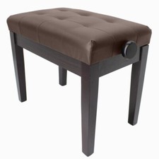 Piano Stool Adjustable, Satin Rosewood, Brown Leatherette Top, SONATA