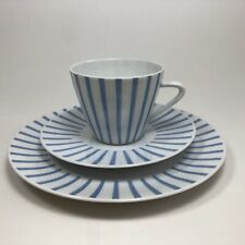 SELTMANN WEIDEN Monika stripe blue cake plate coffee cup saucer place setting
