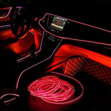 Red 2M LED Car Interior Decor Atmosphere Wire Strip Light Lamp Car Accessories