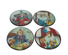 SET x 4 CERAPLAT Wall Hanging Clown Plates Hand Made in Spain (5" 12.5cm dia)