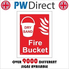 FI091 DRY SAND FIRE BUCKET SIGN CONTAINER ALARM EMERGENCY ALERT SURVIVAL