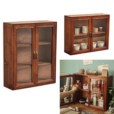 2 Door Wall-Mounted Wood Storage Cabinet Hanging/Tabletop Display Box Organizer