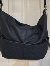 Rowallen Navy Soft Leather Slouch Shoulder Bag