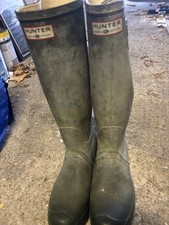 Hunter Original Tall Wellington Boots Wellies Size UK 10 EU 43 Green With Liners