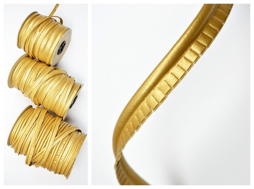 Gold flanged leatherette - gold,