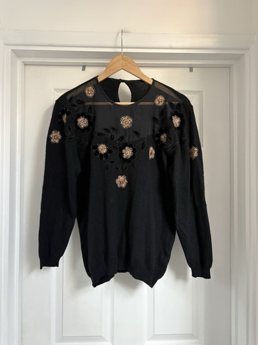 Vintage black angora wool - black,