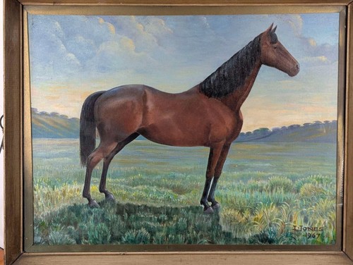 Vintage oil painting bay - oil,