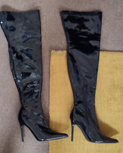 Thigh high black patent - thigh,