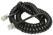 Telephone Cable BT Phone Handset Coiled Cord Spiral Wire 2M BLACK RJ10 