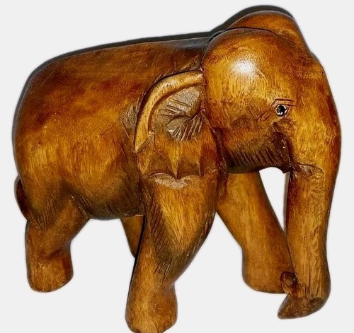 Vintage wooden elephant - elephant, large