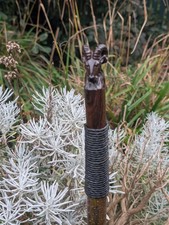 2 HIKING/WALKING STAFFS/1 × GENUINE GAZELLE HORN 1 ×CARVED RAMS HEAD