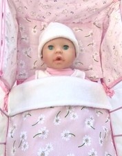 Dolls Pram Cot Bedding Set - Pretty Pink & White Daisy  BABY ANNABELL 🌸🌸