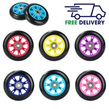 PU Stunt Scooter Wheels (Pair) 100mm + ABEC 7 Bearings Nylon Core Fit Most Stunt